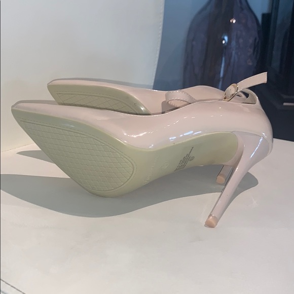 Pointy Nude Patent Ankle Strap Heels - Picture 8 of 9